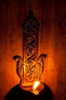 [大決算セール]ブラス製 壁掛けオイルランプ/キャンドルホルダー - [高さ：約28cm]