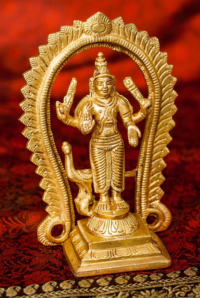 ブラス製 ムルガン - [高さ：約12.5cm]の写真ムルガン,スカンダ,Murugan,Skanda,クマーラ,韋駄天,ポスター