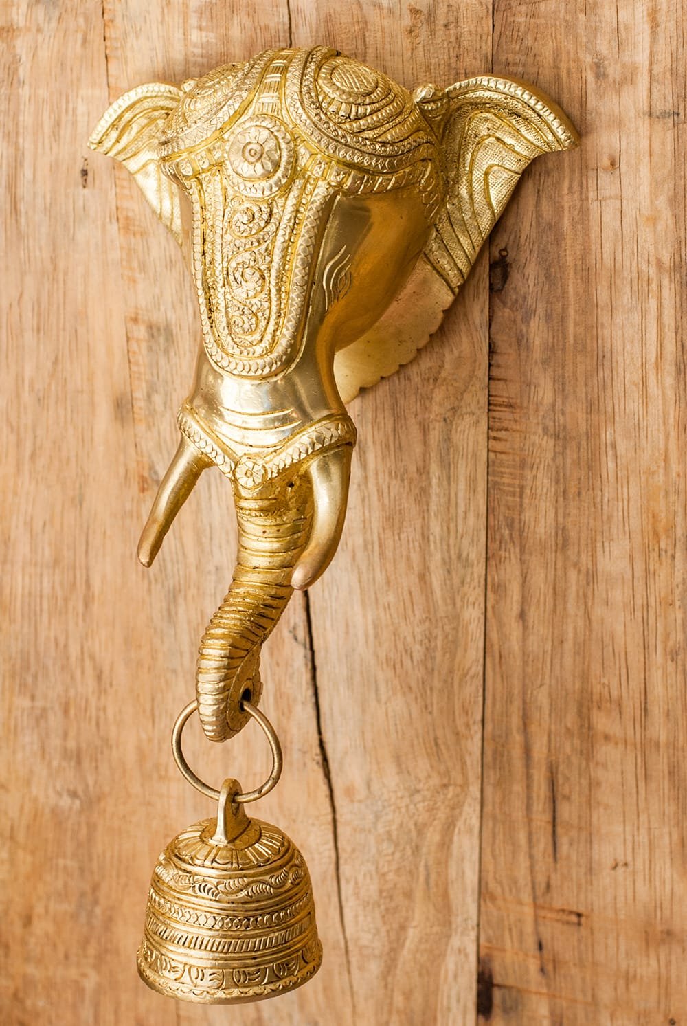 【送料無料】 ブラス製 象のドアベル 高さ：約25cm / インテリア アジアン インド アンティック 金属 製品 エスニック 雑貨