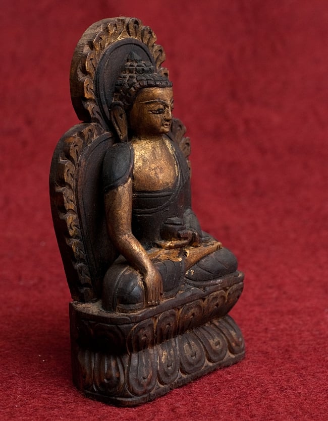 [一点もの]木彫りの仏陀（ブッダ） - 18cm 7 - 横から見たところ