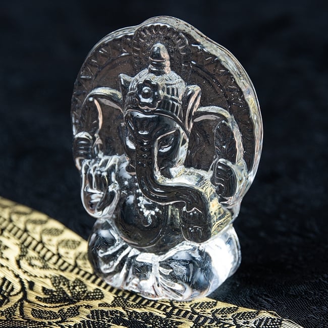 インドの神様 ガラス製ペーパーウェイト〔7cm×5cm〕 - ガネーシャの写真文鎮,ガネーシャ,神様像,ヒンドゥー教,インド神様