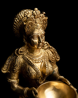 ブラス製 ディワリ・ラクシュミー像 (大型 高さ:約56.5cm) - サブ4