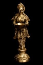 ブラス製 ディワリ・ラクシュミー像 (大型 高さ:約56.5cm)(TI-RSDL-1473)
