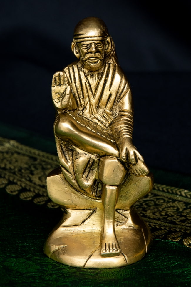ブラス製 サイババ - 10cmの写真1枚目です。シルディ・サイババの神像ですサイババ,シルディ,シルディ・サイババ,Sai Baba