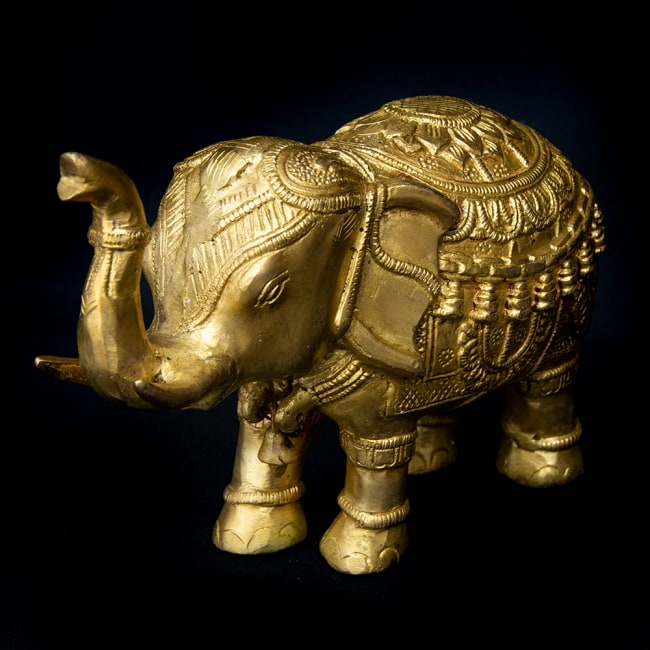 ブラス製 装飾付きエレファント像 15.5cmの写真1枚目です。優雅な造形の象です。象,ぞう,ゾウ,神像