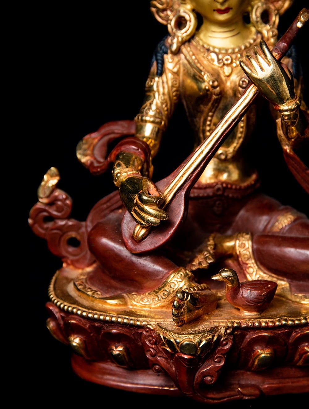 弁財天（サラスヴァティ） 銅造鍍金仕上げ - 16cm の通販[送料無料