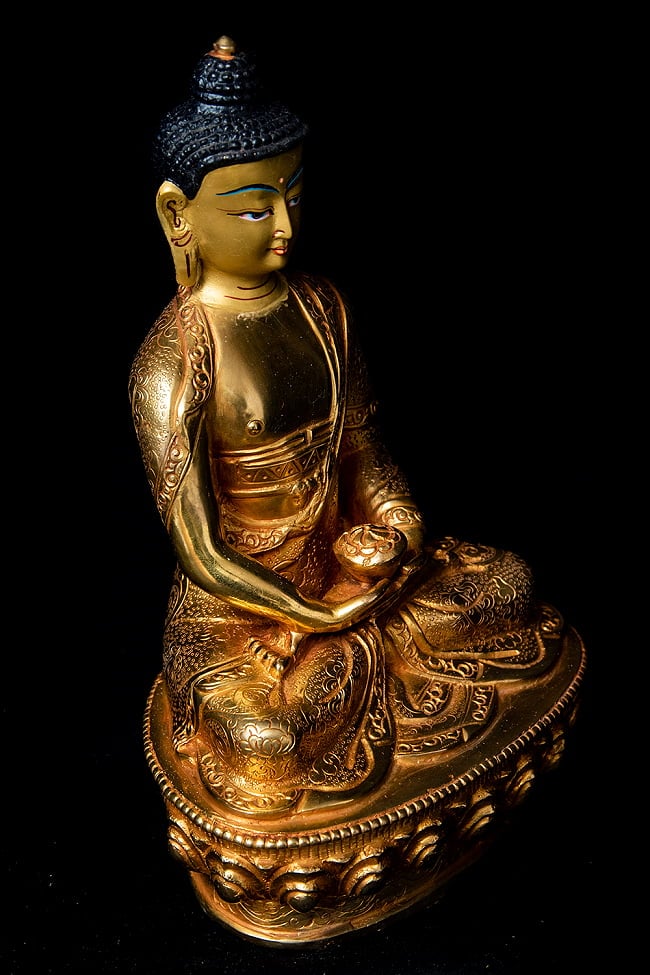 阿弥陀仏（ブッダ・アミタバ） 銅造鍍金仕上げ - 20cm 11 - 角度を変えて見てみました。