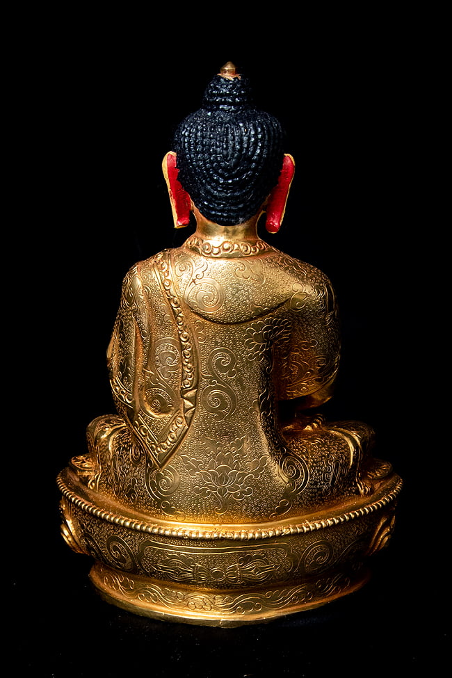 阿弥陀仏（ブッダ・アミタバ） 銅造鍍金仕上げ - 20cm 13 - 背面から見てみました。