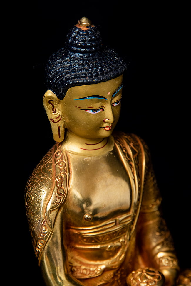 阿弥陀仏（ブッダ・アミタバ） 銅造鍍金仕上げ - 20cm 4 - 角度を変えてみてみました。