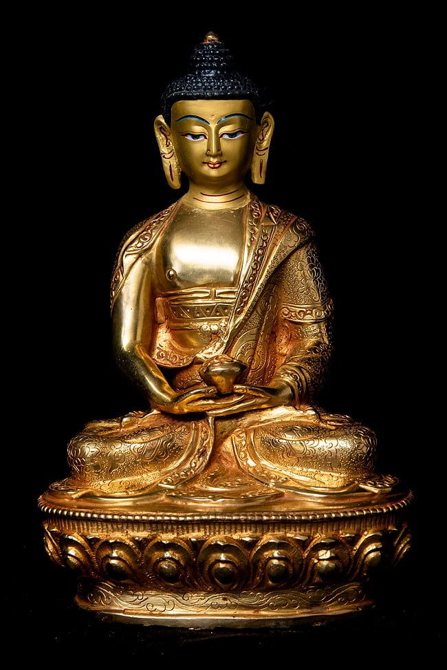 阿弥陀仏（ブッダ・アミタバ） 銅造鍍金仕上げ - 20cmの写真1枚目です。銅造鍍金仕上げの阿彌陀佛です。銅造鍍金仕上げ,阿弥陀仏,ブッダ,アミタバ,buddha,アミタブ