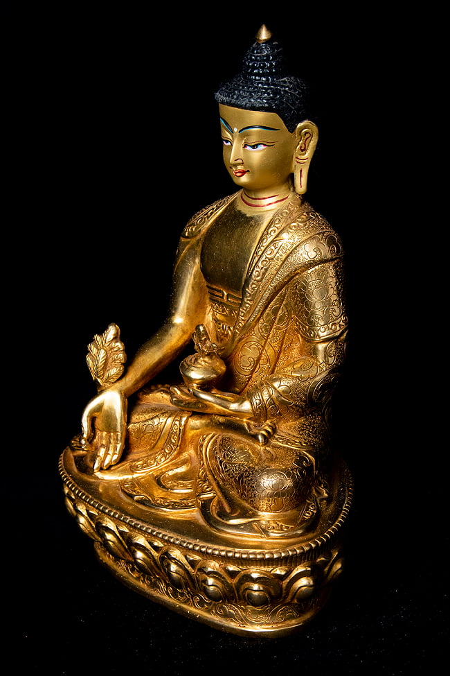 薬師如来（バイシャジヤ・グル） 銅造鍍金仕上げ - 20cm 15 - どの角度からみても美しい仏像です。