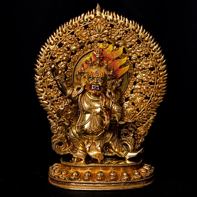 金剛手菩薩（ヴァジュラ・パニ） 銅造鍍金仕上げ - 高さ33cm 2 - 雄渾な造形が際立つ神像です。
