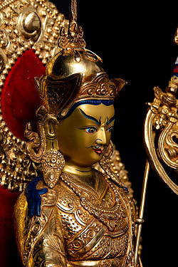 蓮華生大師（パドゥマ・サムバヴァ・グル） 銅造鍍金仕上げ - 38cm - サブ4