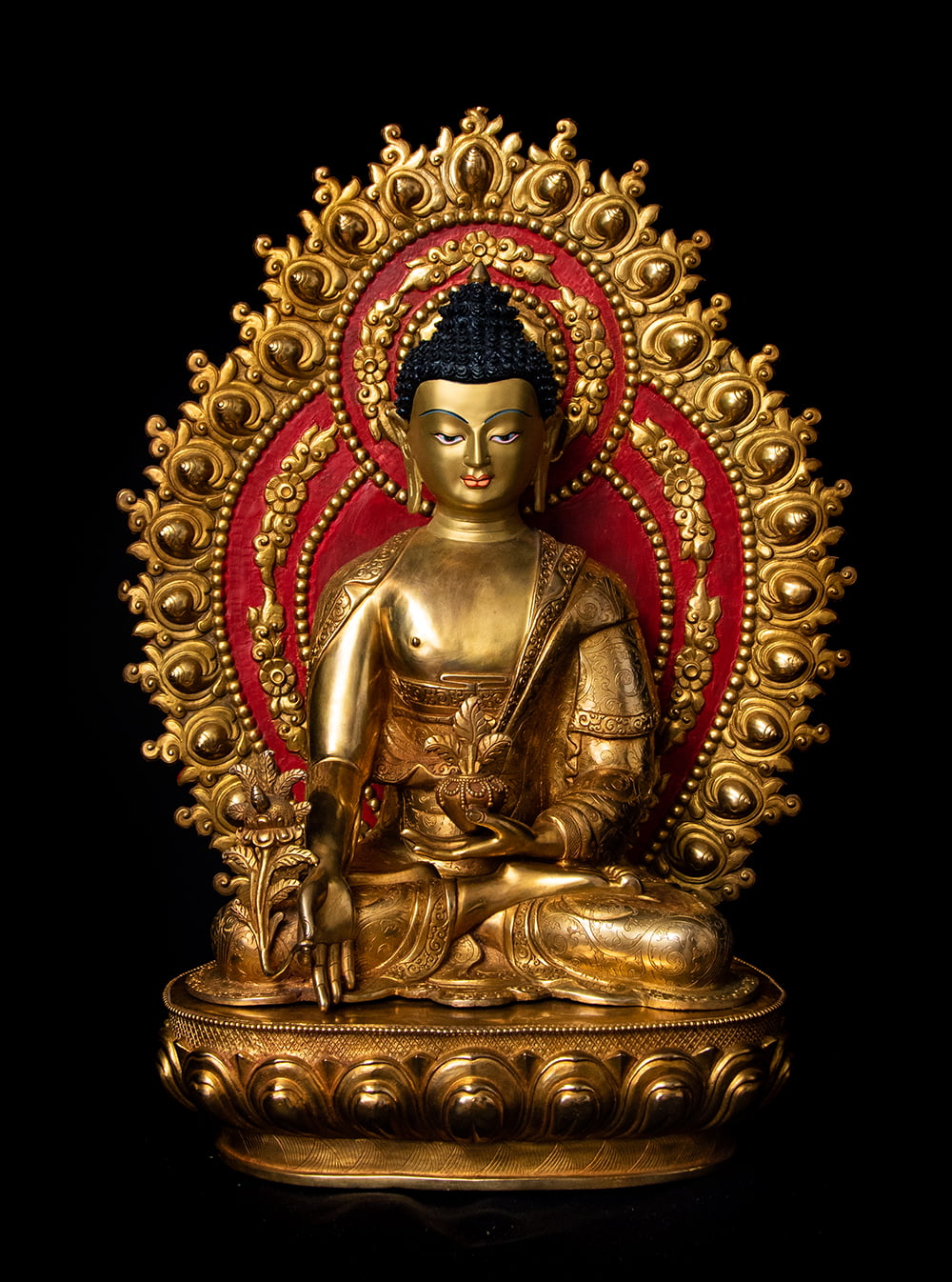【送料無料】 薬師如来（バイシャジヤ グル） 銅造鍍金仕上げ 54cm / guru 仏像 チベット 密教 ブッダ像 エスニック インド アジア 雑貨