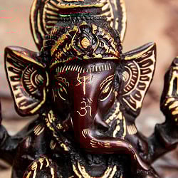 アンティーク調 手彫り模様のあぐらガネーシャ像[8.5cm] - サブ4