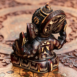 アンティーク調 手彫り模様のあぐらガネーシャ像[8.5cm] - サブ5