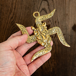 〔壁掛けタイプ〕インドの神様ウォールハンギング - スワスティカ・ガネーシャ - 9.5cm - サブ5