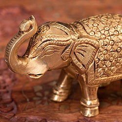 ブラス製 装飾付きエレファント像 10.9cm　幸運の象徴　象 - サブ4