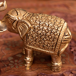 ブラス製 装飾付きエレファント像 10.9cm　幸運の象徴　象 - サブ5