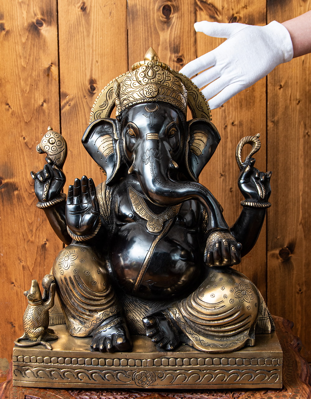 ガ大型ネーシャ像風水置物．ブロンズ真鍮.アンティーク 守り神 商売繫盛