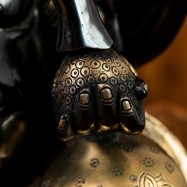 真鍮黒塗仕上げ ガネーシャ神像 ブラス製 52cm 8 - 大好物のモーダカを持っています。