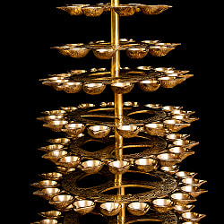 [インド品質]儀式【Aarti】に用いられるオイルランプ 9段【56cm】 - サブ4