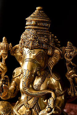 ブラス製 座りガネーシャ像[23cm] - サブ5