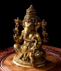 ブラス製 座りガネーシャ像[23cm]