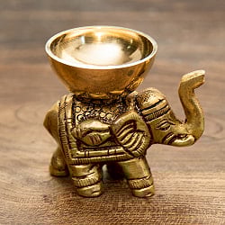 ブラス製 ミニボウル付きエレファント像[6cm] - サブ2