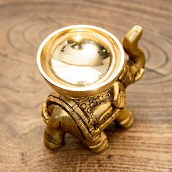 ブラス製 ミニボウル付きエレファント像[6cm] - サブ4