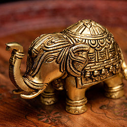 ブラス製 装飾付きエレファント像 - 7cm - サブ2