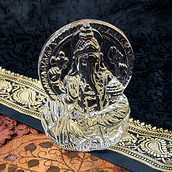 インドの神様 ガラス製ペーパーウェイト〔9cm×7cm〕 - ガネーシャ - サブ2