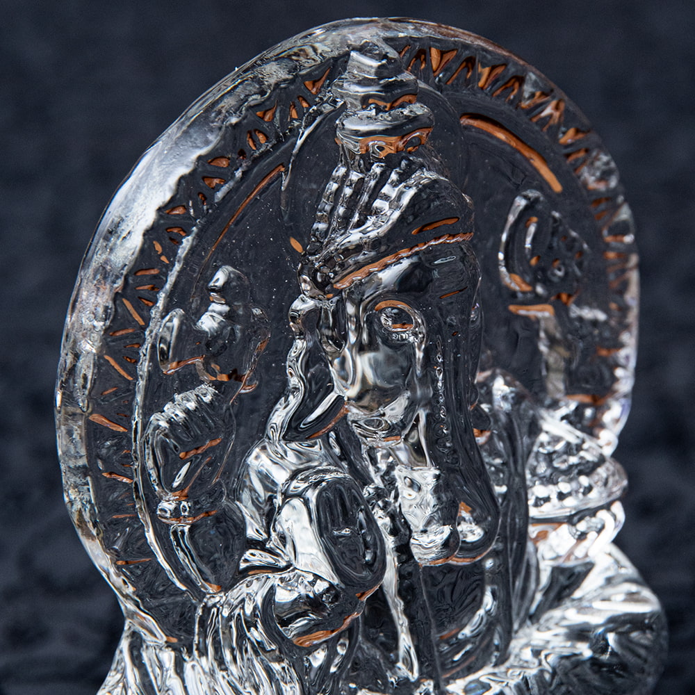 インドの神様 ガラス製ペーパーウェイト〔9cm×7cm〕 - ガネーシャ の