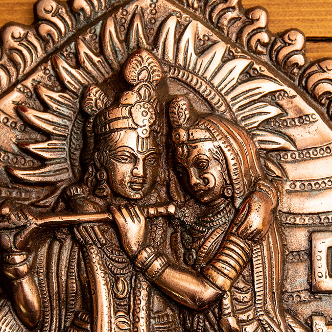 〔壁掛けタイプ〕ラーダ・クリシュナ 43cm インドの神様ウォールハンギング 2 - 拡大写真です