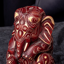 手彫り模様のエレファント小物入れ[約13cm] - サブ2