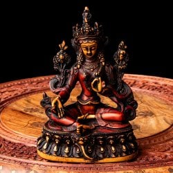 カディラヴァーニー・ターラー（グリーンターラー） 多羅菩薩 - 赤茶[約16cm](TI-RSDL-1667)