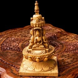 ストゥーパと四面ブッダ像[22.5cm]