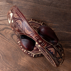 手彫り模様のインドの神様 - タントラ シャクティ [約25.5cm×20cm × 12cm] - サブ5