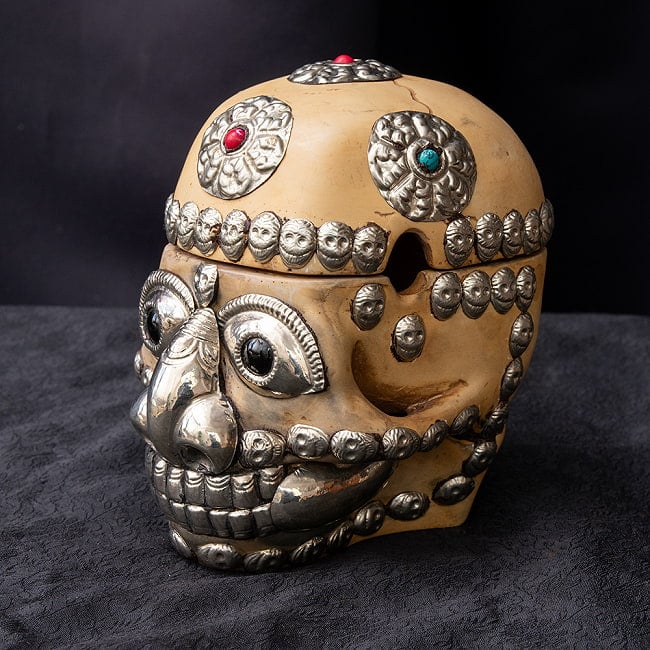 頭蓋骨杯　カパラ [約14cm×11cm×13.5cm]の写真1枚目です。頭蓋骨杯　カパラです骸骨,ガイコツ,スカル,髑髏,チベット密教,カパラ,カパーラ,頭蓋骨杯