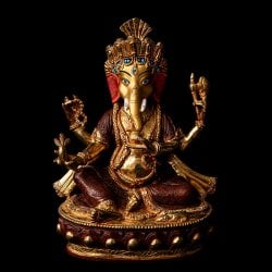 大聖歓喜天(ガネーシャ) 銅造鍍金仕上げ - 23.5cm