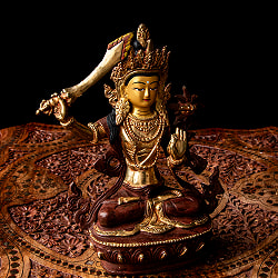 マンジュシュリー - 文殊師利菩薩 銅造鍍金仕上げ - 22cm - サブ2