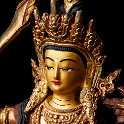 マンジュシュリー - 文殊師利菩薩 銅造鍍金仕上げ - 22cm - サブ4