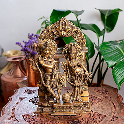 【一点物】ラーダ・クリシュナ像　永遠の愛の象徴　美しいブラス製〔約36cm×約22.5cm 約9.5cm 約7380g〕 - サブ2