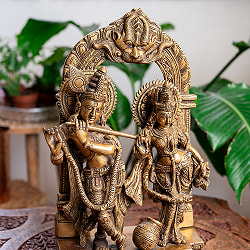 【一点物】ラーダ・クリシュナ像　永遠の愛の象徴　美しいブラス製〔約36cm×約22.5cm 約9.5cm 約7380g〕 - サブ3