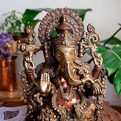 【一点物】アバヤ・ムドラ　座りガネーシャ像　美しいブラス製  41cm - サブ3