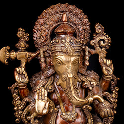 【一点物】アバヤ・ムドラ　座りガネーシャ像　美しいブラス製  41cm - サブ4