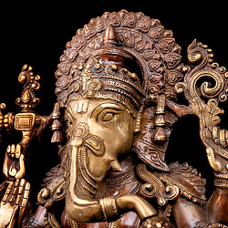 【一点物】アバヤ・ムドラ　座りガネーシャ像　美しいブラス製  41cm - サブ5