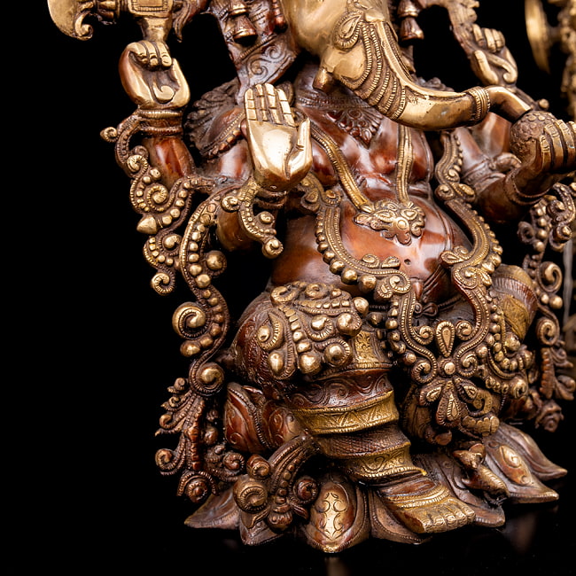 【一点物】アバヤ・ムドラ　座りガネーシャ像　美しいブラス製  41cm 7 - 昔から仏像制作に使われてきたブラス製