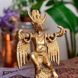 霊鳥ガルーダ像　美しいブラス製〔約20cm×約11.5cm 約7.2cm 約1256g〕 - サブ3