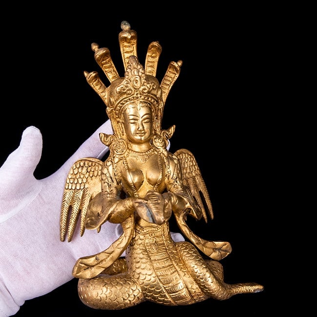 蛇の神様　富や繁栄の象徴　ナーガ像　美しいブラス製〔約22cm×約13.5cm 約9cm 約2178g〕 16 - とても良い雰囲気です